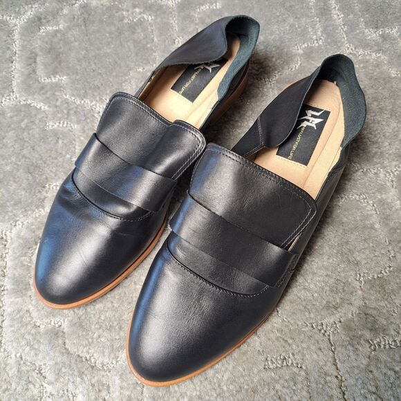 LFL BY LUST FOR LIFE BLACK LEATHERMOCCASIN LOAFERS WOMENS SIZE 8M COLLAPSE HEEL - Picture 2 of 13